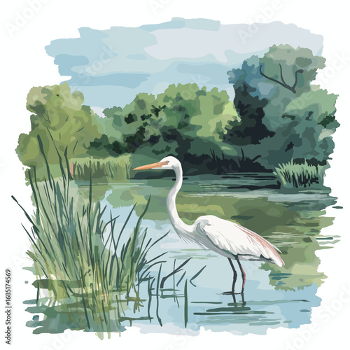 Danube Delta. Danube Delta watercolor vector illustration