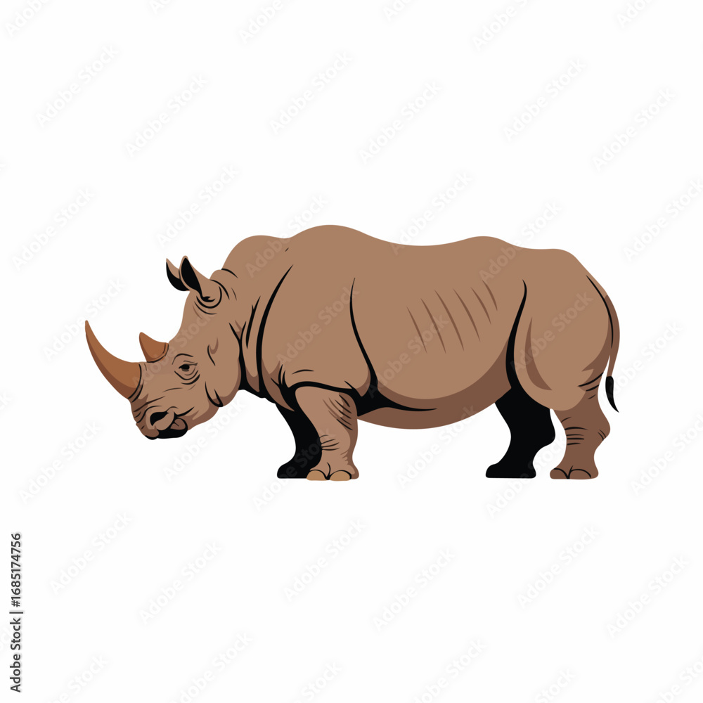 Fototapeta premium Rhinoceros standing in side view