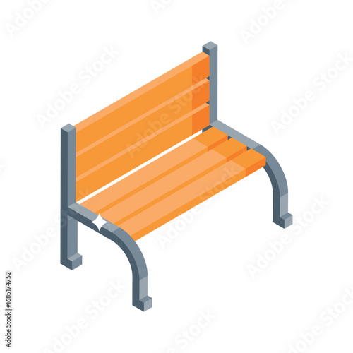 An isometric icon of courtroom wooden bench