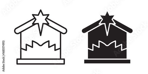 Nativity Scene icon . Vector illustration with stroke and fill on a white background.