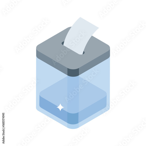 An isometric icon of locked ballot voting box