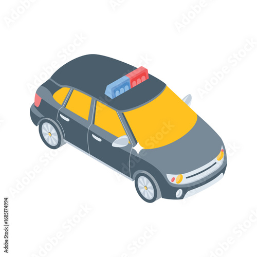 An isometric icon of official police car top