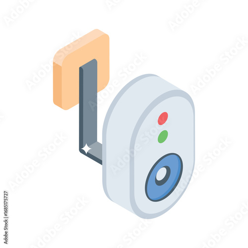 Modern isometric icon of security camera in courtroom