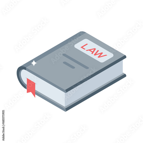 An isometric icon of legal law book