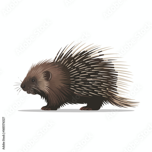 Detailed north american porcupine vector illustration