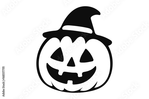 Happy Pumpkin wearing a witch hat