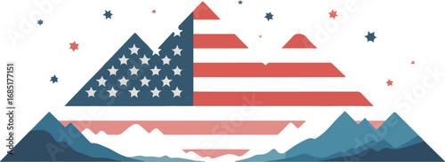 american flag mountain landscape patriotic design