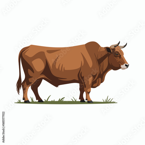 Brown bull standing on grass
