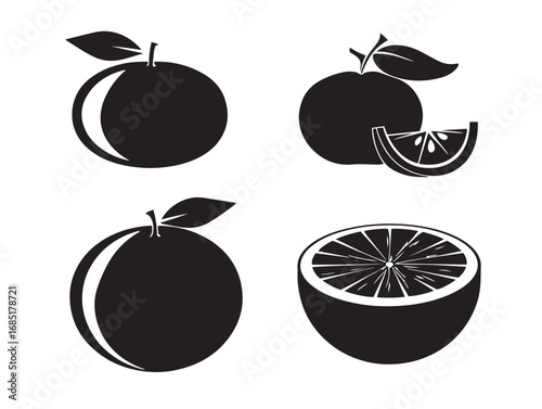 Organic Orange Fruit Silhouette Vector Stock Design Collection