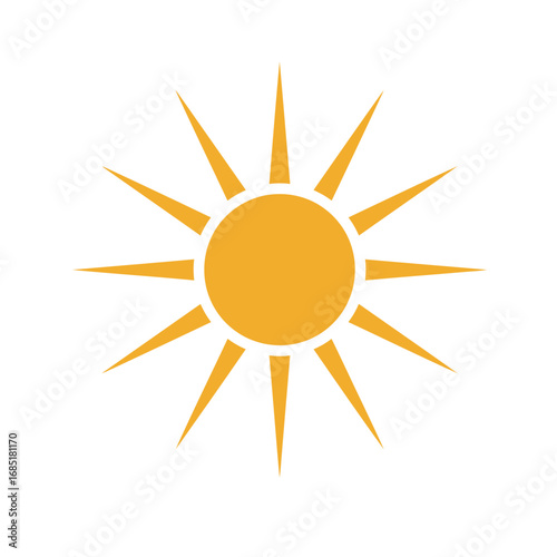 Simple illustration of a vibrant yellow sun isolated on a white background