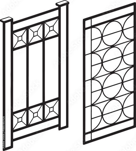 Geometric Ironwork Grilles and Fences