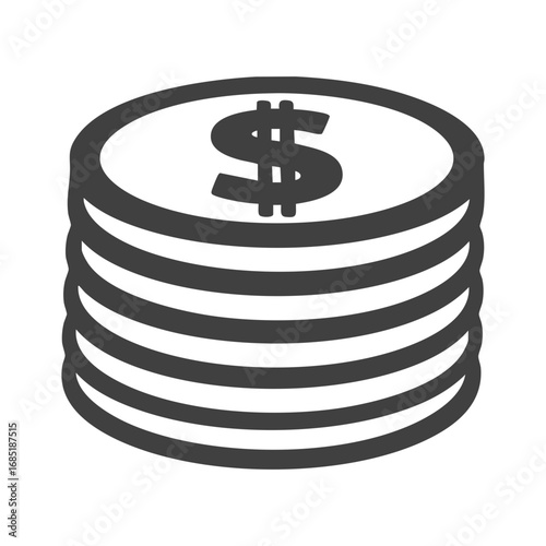 Cartoon gold coin with dollar sign illustration, Stacks of Golden Coins Illustration