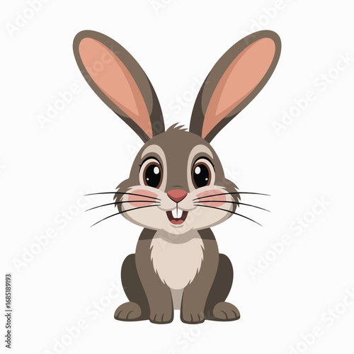 Adorable cartoon rabbit with long ears