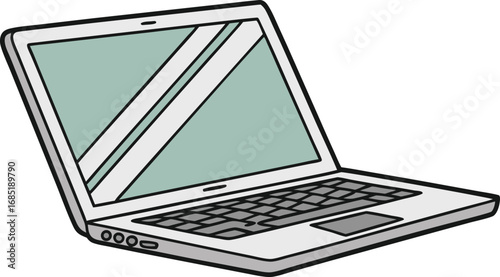 Stylized Illustration of a Laptop Computer Set Against a Light Green Background