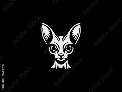 Striking Sphynx cat portrait with large expressive eyes, a unique and memorable icon for pet brands