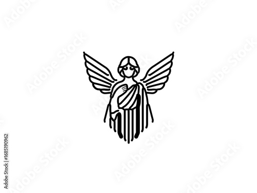 Elegant winged angelic figure offering divine guidance and spiritual comfort with serene expression