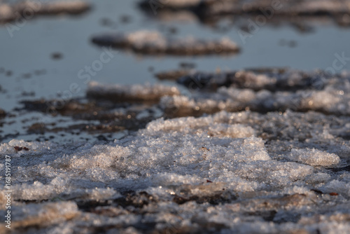 WINTER ON THE SEA COAST - Seawater and ice on the shoreline