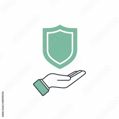 A hand holding a shield, symbolizing protection, security, and safety.