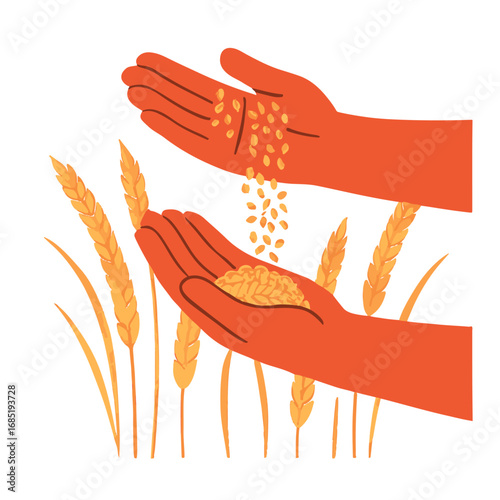 Wheat Harvest Hands – Stylized Grain Transfer with Golden Stalks