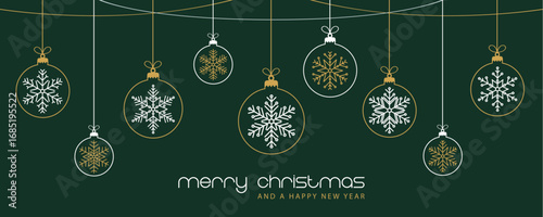 merry christmas card with hanging ball decoration vector illustration