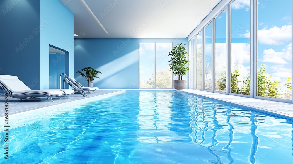 Fototapeta premium Swimming in a clean blue pool