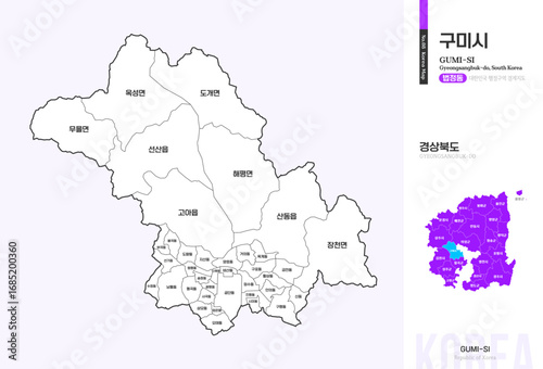 경상북도 구미시 법정동 윤곽선 지도