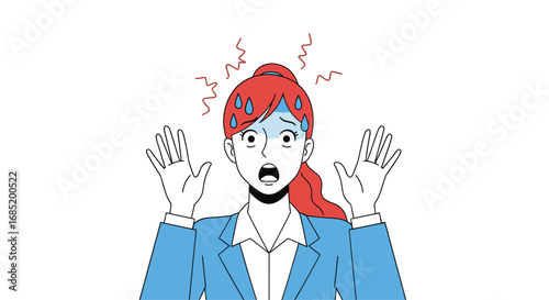 Businesswoman feeling anxious and overwhelmed by workload and stress in office environment