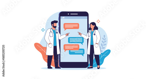Digital healthcare communication connecting patients and medical professionals through modern technology
