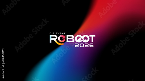 Minimal Futuristic Gradient Background with Reboot 2026 Logo - Abstract Digital Event Banner