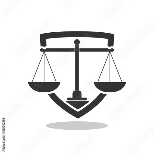 Law protection icon with shadow