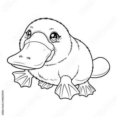 Cute Anime Style Australian Platypus Coloring Page for Children Discovering Australian Wildlife