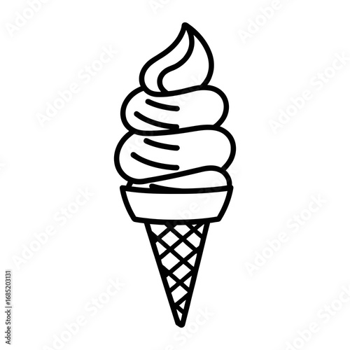 Delicious soft serve ice cream cone ready for summer fun, a sweet treat for hot days, yummy!