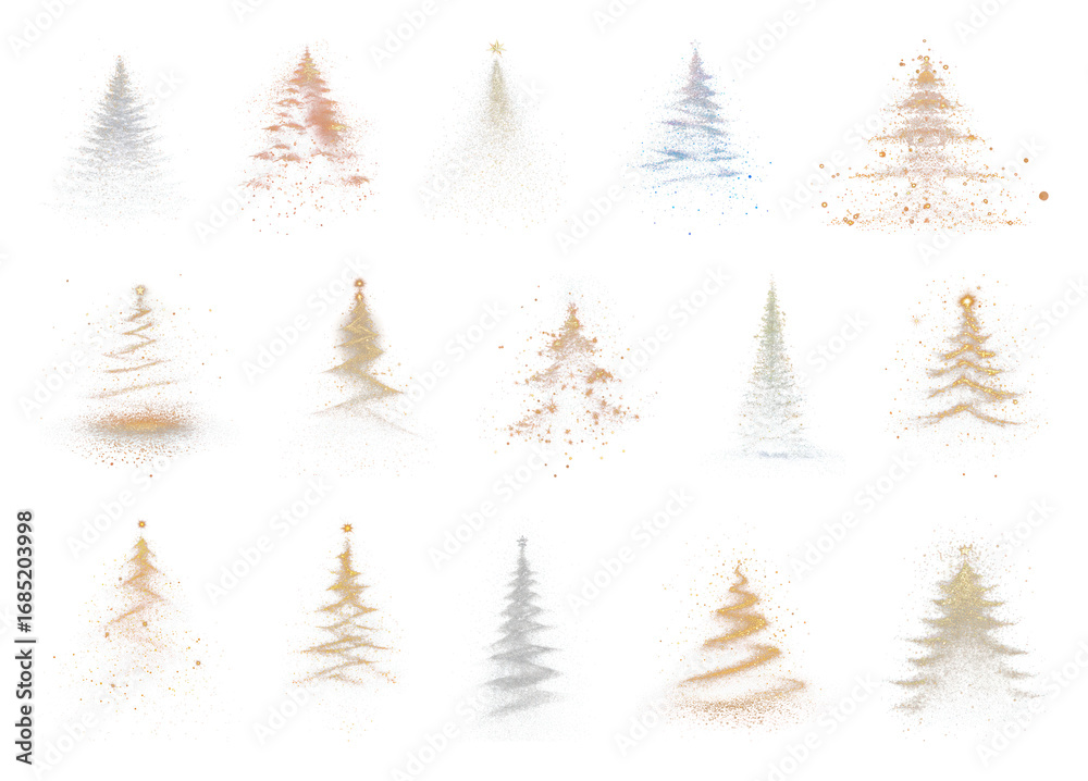 Obraz premium PNG Festive abstract Christmas tree designs, element set on transparent background