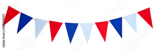 Fotografía Colorful triangle flags hanging on a string, creating a festive atmosphere, chil