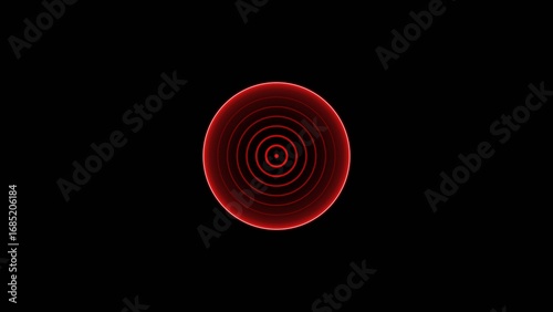 Radio waves concept red color 4k illustration. Radio wave signal motion graphics and Radio waves black background 4k illustration.