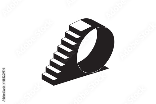 Infinite Staircase Silhouette Design Abstract Loop Staircase Illustration