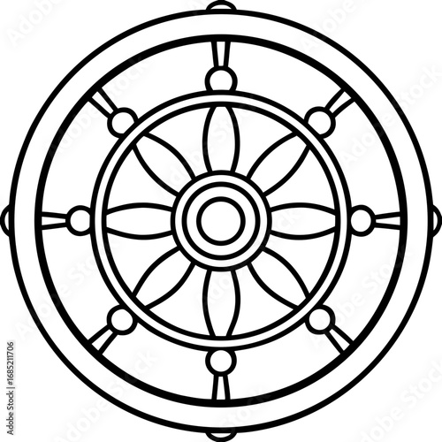 Sacred Dharma Wheel Vector Art