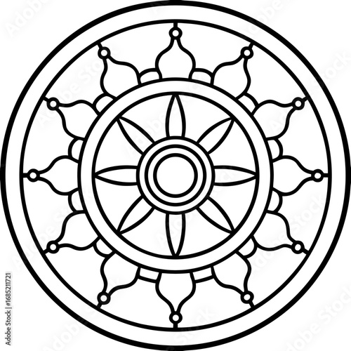 Sacred Dharma Wheel Vector Art