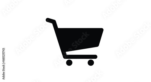 Vector illustration of a simple black silhouette of a shopping cart