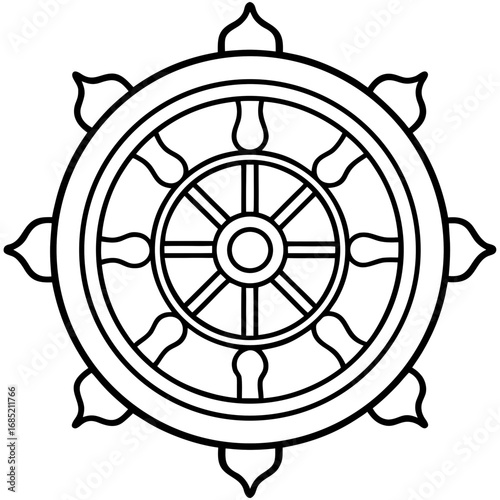 Sacred Dharma Wheel Vector Art