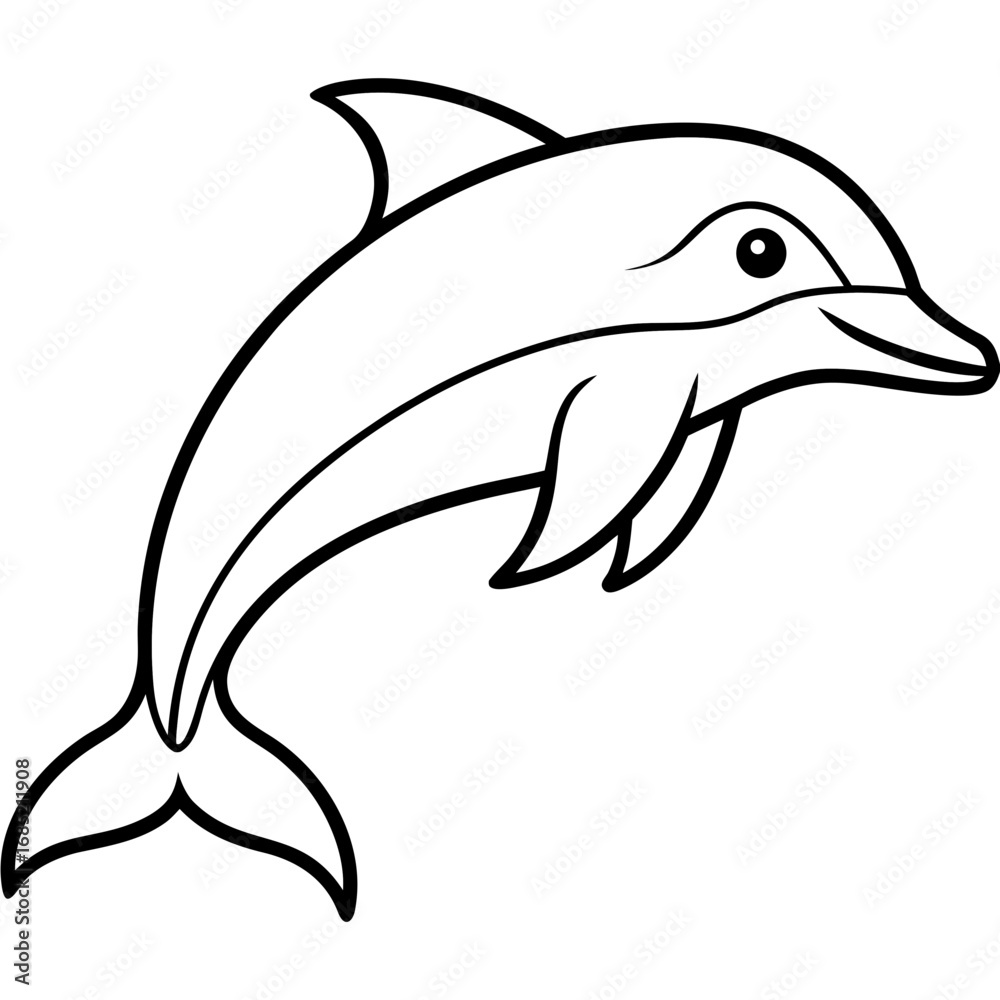 Fototapeta premium Dolphin Line Art Illustration Vector