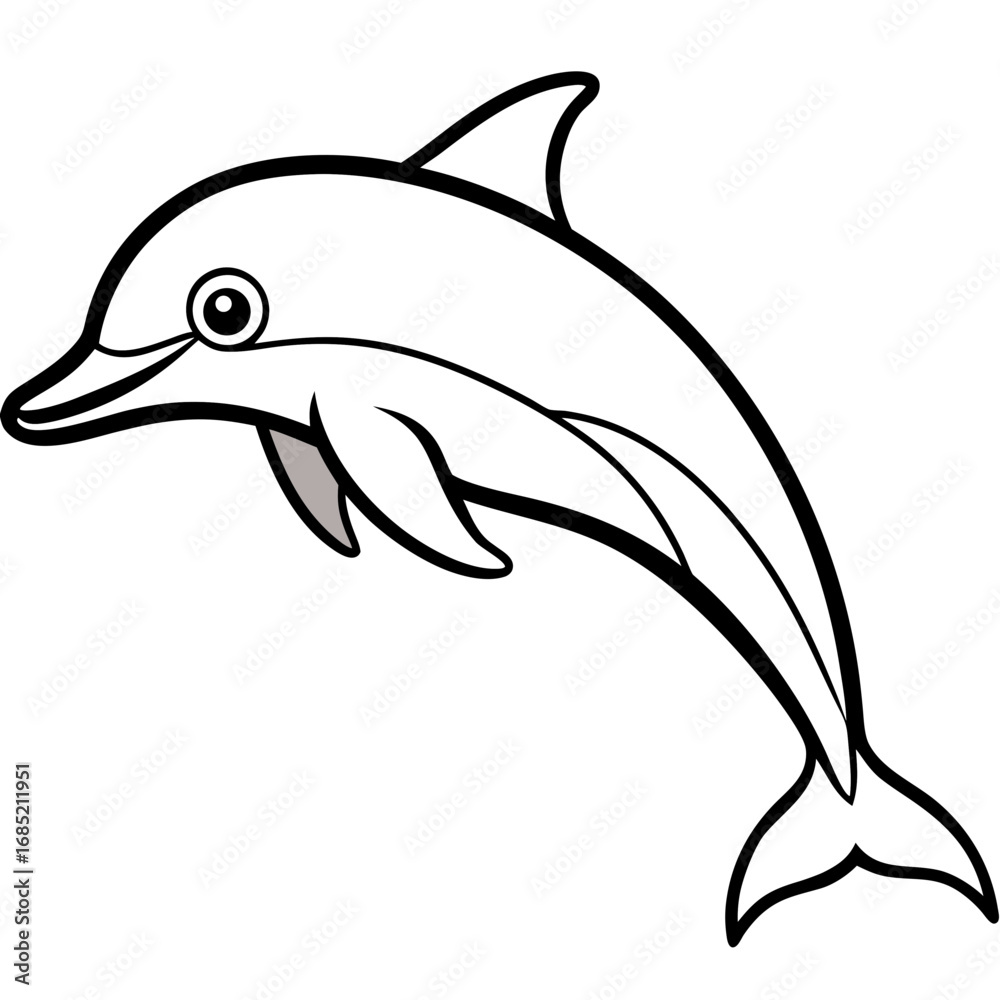 Fototapeta premium Dolphin Line Art Illustration Vector