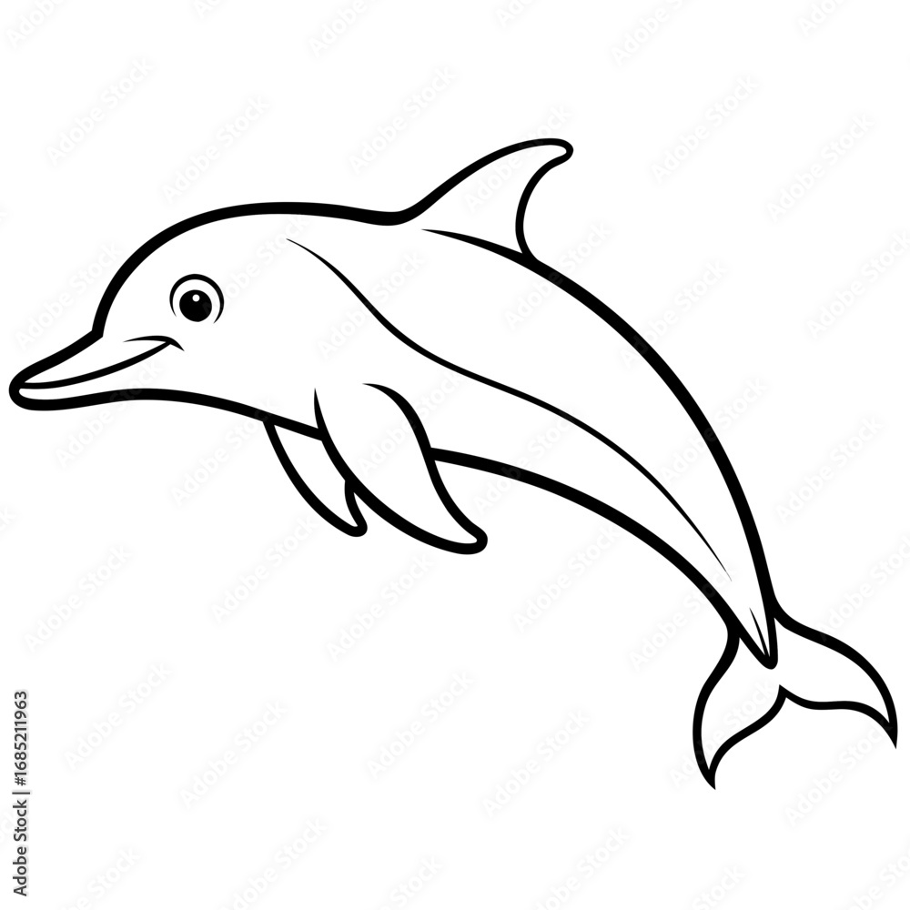 Fototapeta premium Dolphin Line Art Illustration Vector