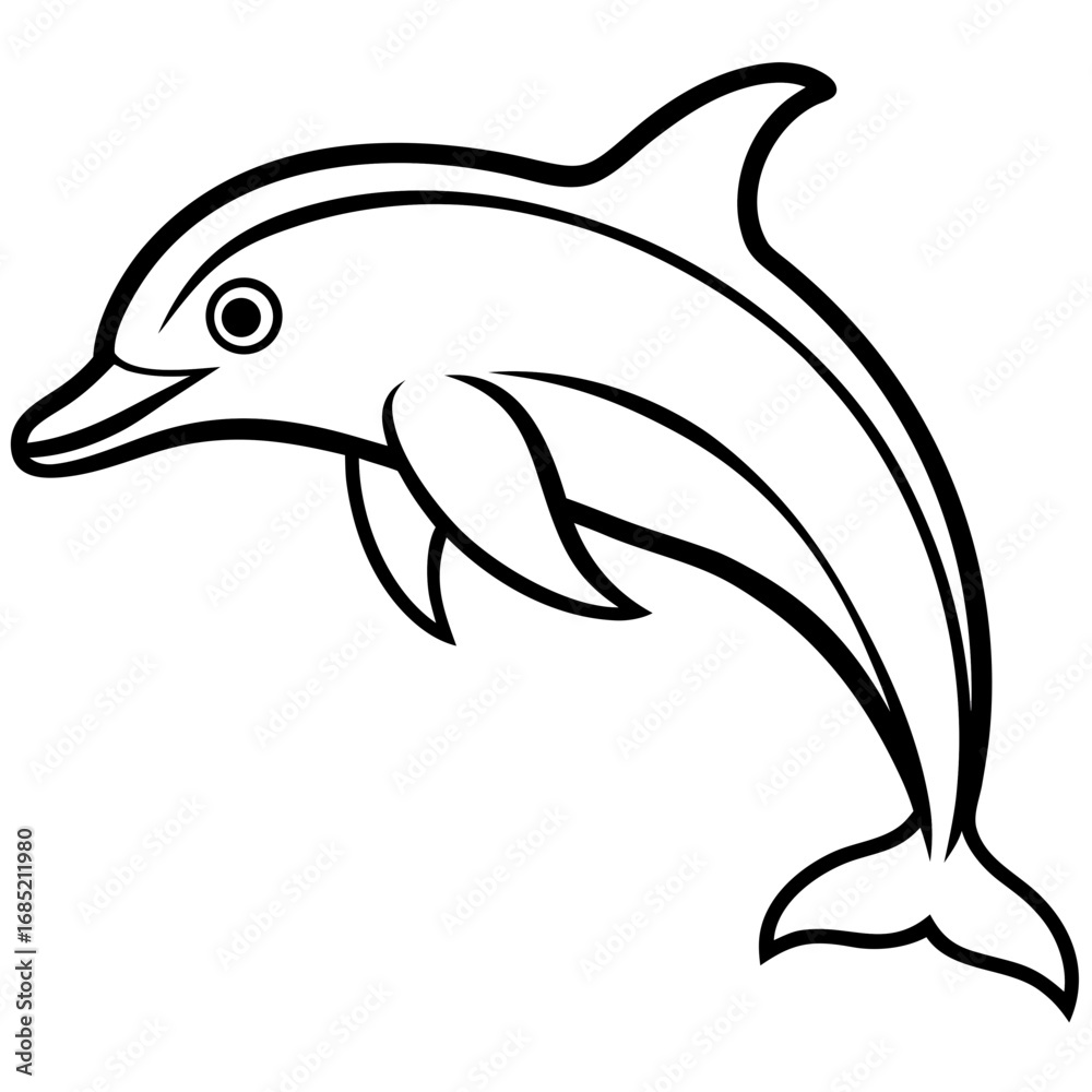 Fototapeta premium Dolphin Line Art Illustration Vector