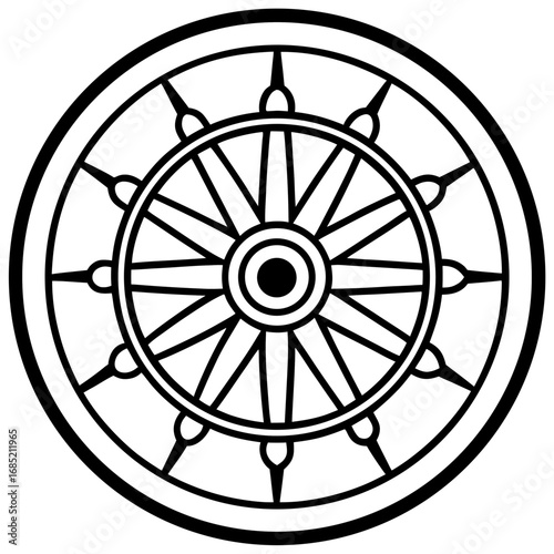Sacred Dharma Wheel Vector Art