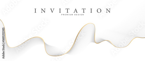 Premium background design with gold and light gray line pattern and white background. Abstract white horizontal vector template for cover, business banner, wedding, prestigious voucher, luxe invite.