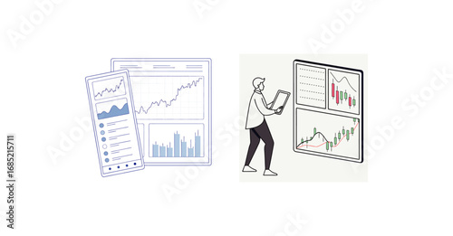 Vector trading chart  Crypto market trend chart forex dashboard Financial data graph trading screen