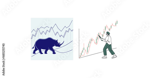 Vector trading chart  Crypto market trend chart forex dashboard Financial data graph trading screen