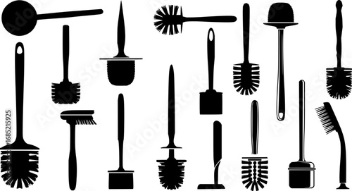 Diverse Set of Toilet Brush Silhouettes in a Bold and Graphic Arrangement
