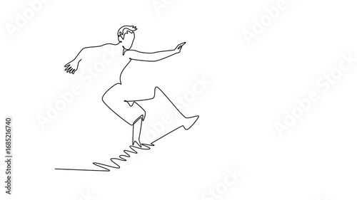 Wallpaper Mural Animated self drawing of continuous line draw young male surfer athlete in action on the wave. Symbolizing athletic power, control, rewarding feeling of mastering ocean. Full length one line animation Torontodigital.ca